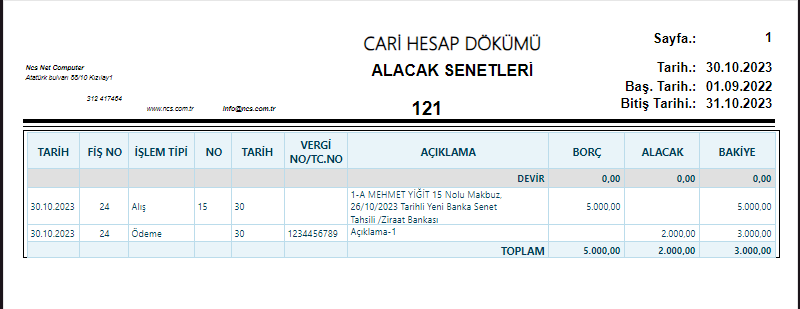 Muhasebe İşlemleri Cari Kart Listesi